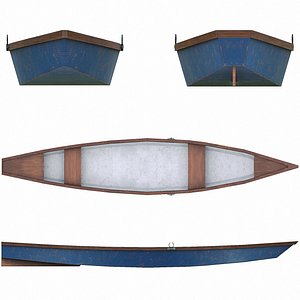 3D Painted Wooden Boat v6