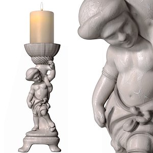 3D Classic Marble Candlestick Sculpture Candle Holder 3D model