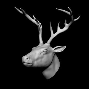 3D deer head base mesh model