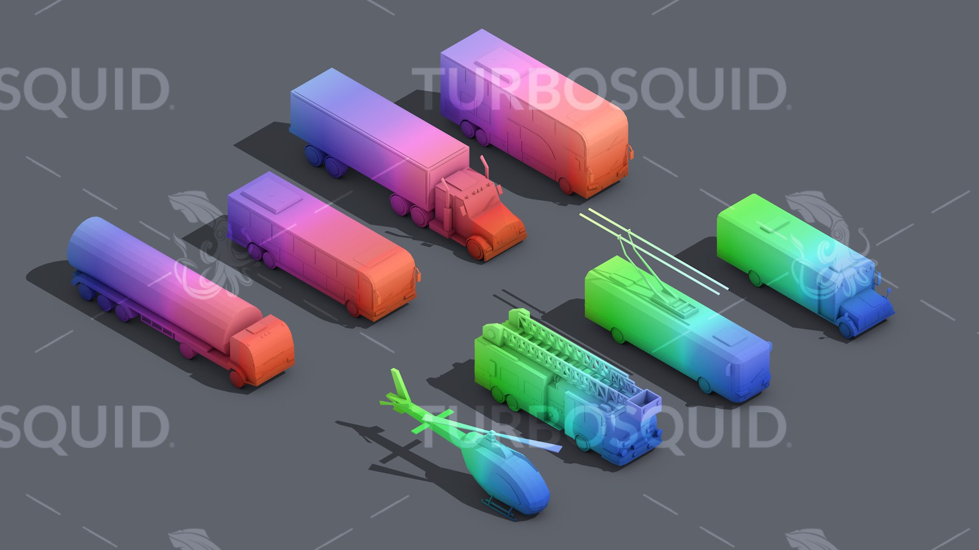 3D Low Poly Truck Pack 03 Isometric Model - TurboSquid 1722065