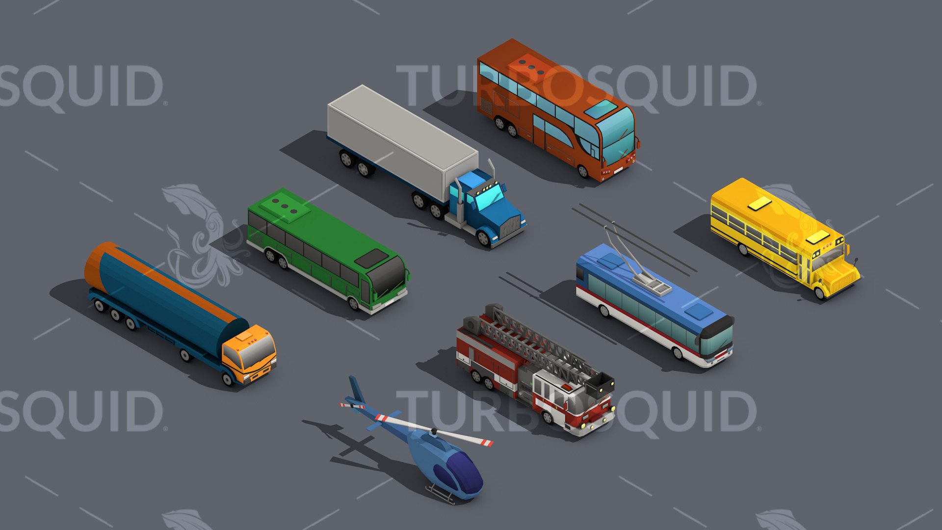 3D Low Poly Truck Pack 03 Isometric Model - TurboSquid 1722065