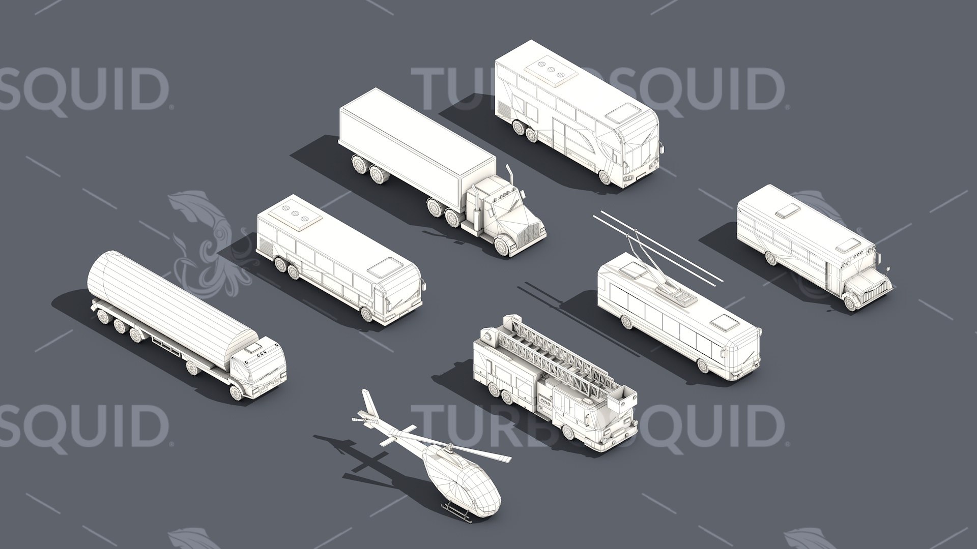 3D Low Poly Truck Pack 03 Isometric Model - TurboSquid 1722065