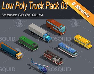 3D Low Poly Truck Pack 03 Isometric model