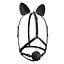 BDSM Black Leather Face Gag Strap Animal Ears