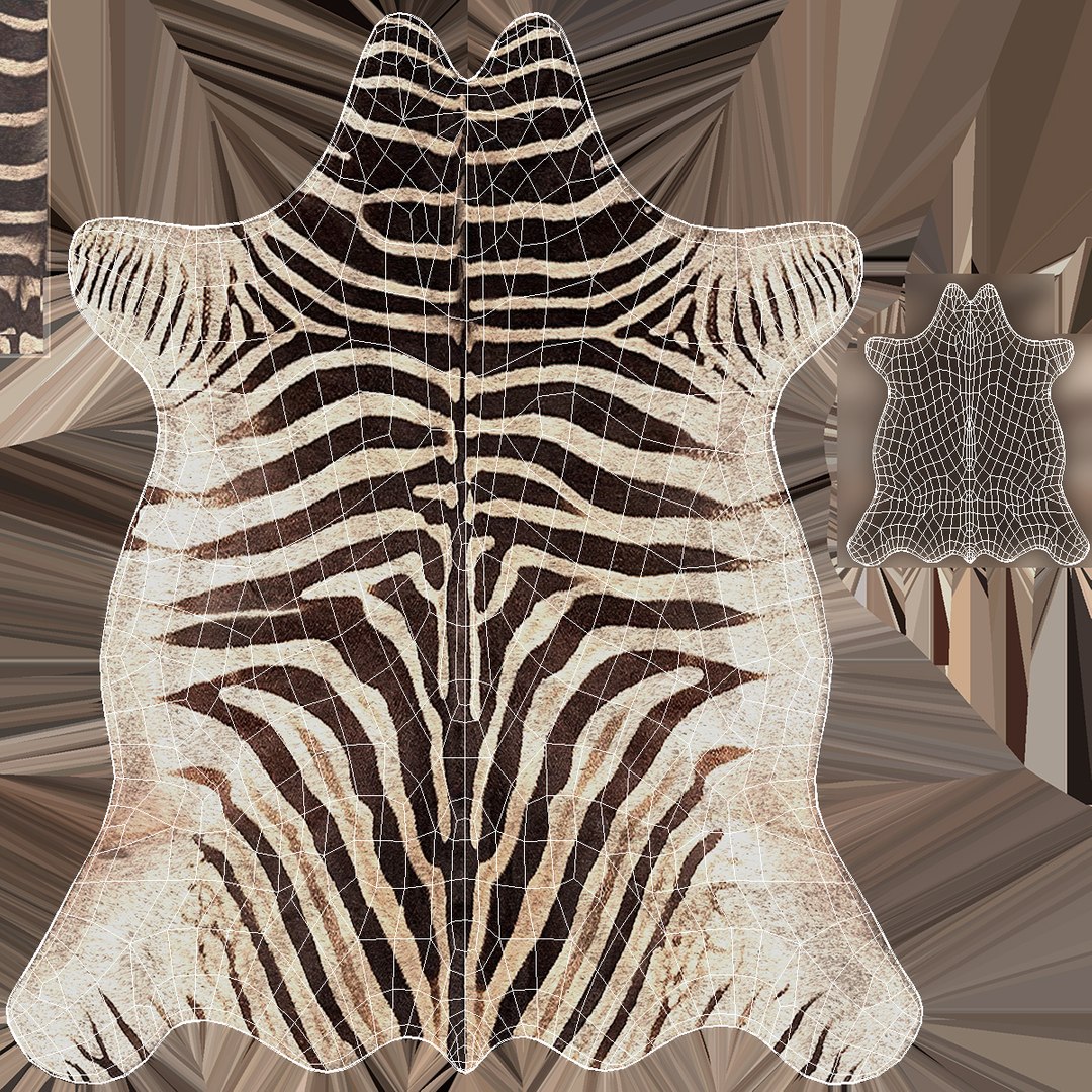 3D Zebra Hide Rug https://p.turbosquid.com/ts-thumb/V1/GoAfEx/Ly/zebrahiderug3dmodel016/jpg/1643784847/1920x1080/fit_q87/92c035655d8c84d7097ab05e5ebc69d33c79ed78/zebrahiderug3dmodel016.jpg