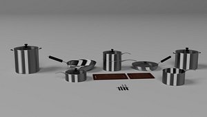 3D kitchen steel set