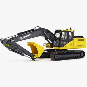 3D Excavator Tracked Generic v2 model