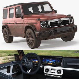 3D Dirty Mercedes-Benz G580 Red Color
