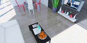 3d vacation home poolside