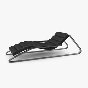 Black Leather Sun Lounger