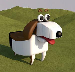 dog cartoon animal mammal 3D model