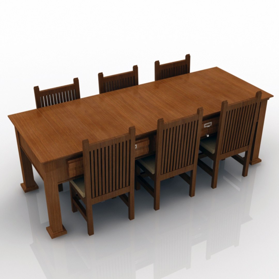 3d Set Table Chairs Model
