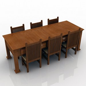 3d set table chairs model