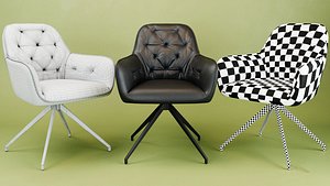 Modern Leather Dining Armchair 3D Model model