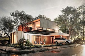 3D Modern style villa high-end fashion self-built home stay hotel building holiday villa model