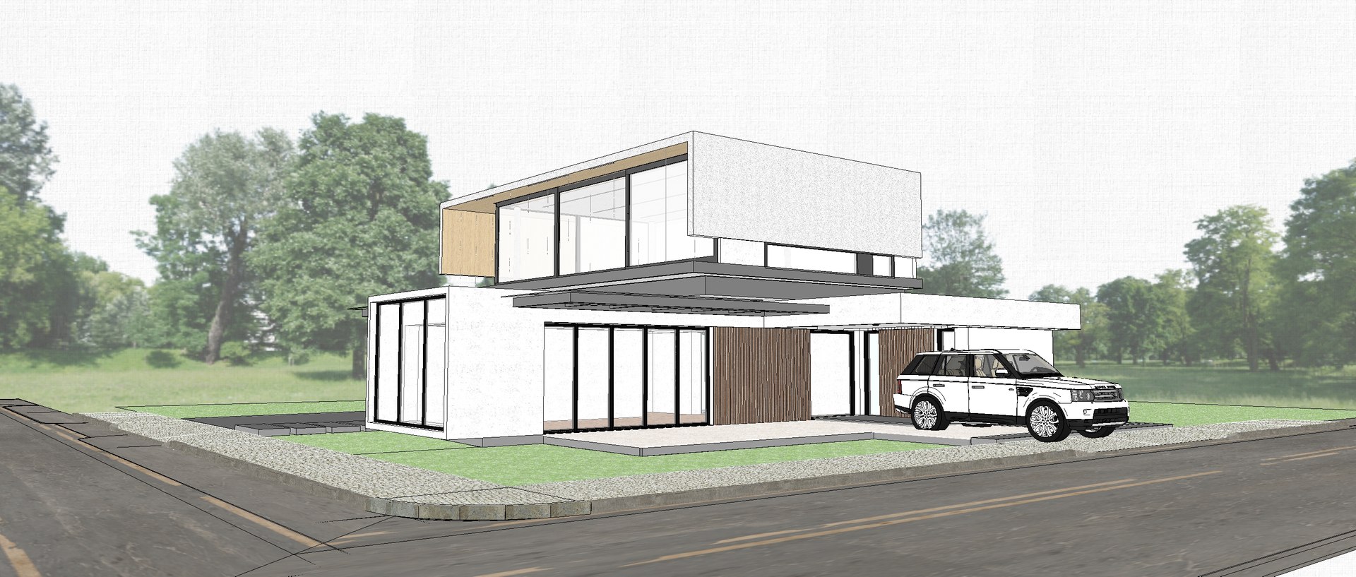 3D Modern Style Villa Highend Fashion Selfbuilt Home Stay Hotel Building Holiday Villa Model