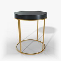 Knight Side Table - Round Black and Brass End Table