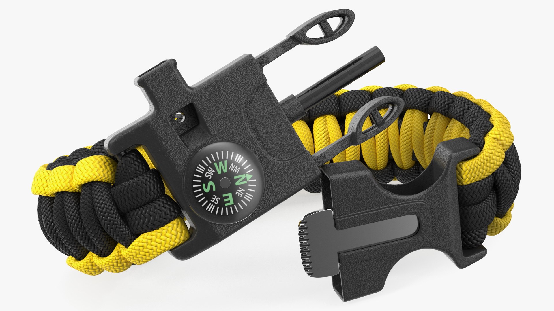 Tactical Paracord Bracelet Yellow 3D model preview