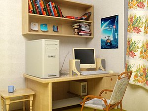 computer table scene