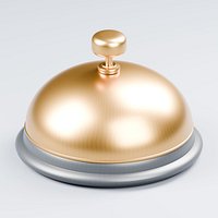 Warm Brass Reception Bell with Rounded Pushbutton