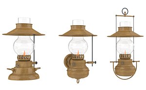 Vintage Kerosene lamp set 3D model