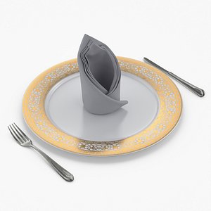 3D Luxury Folded Napkin Decoration White model