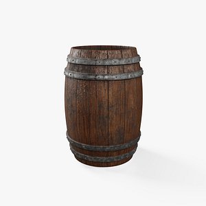 3D Wooden Barrel - Dirty Wood