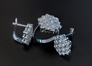 jewellery set diamond ring 3D model