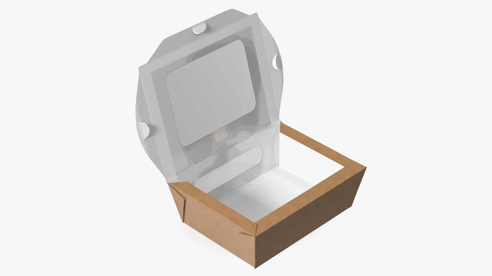 Opened Kraft Food Box with Window Small 3D model preview