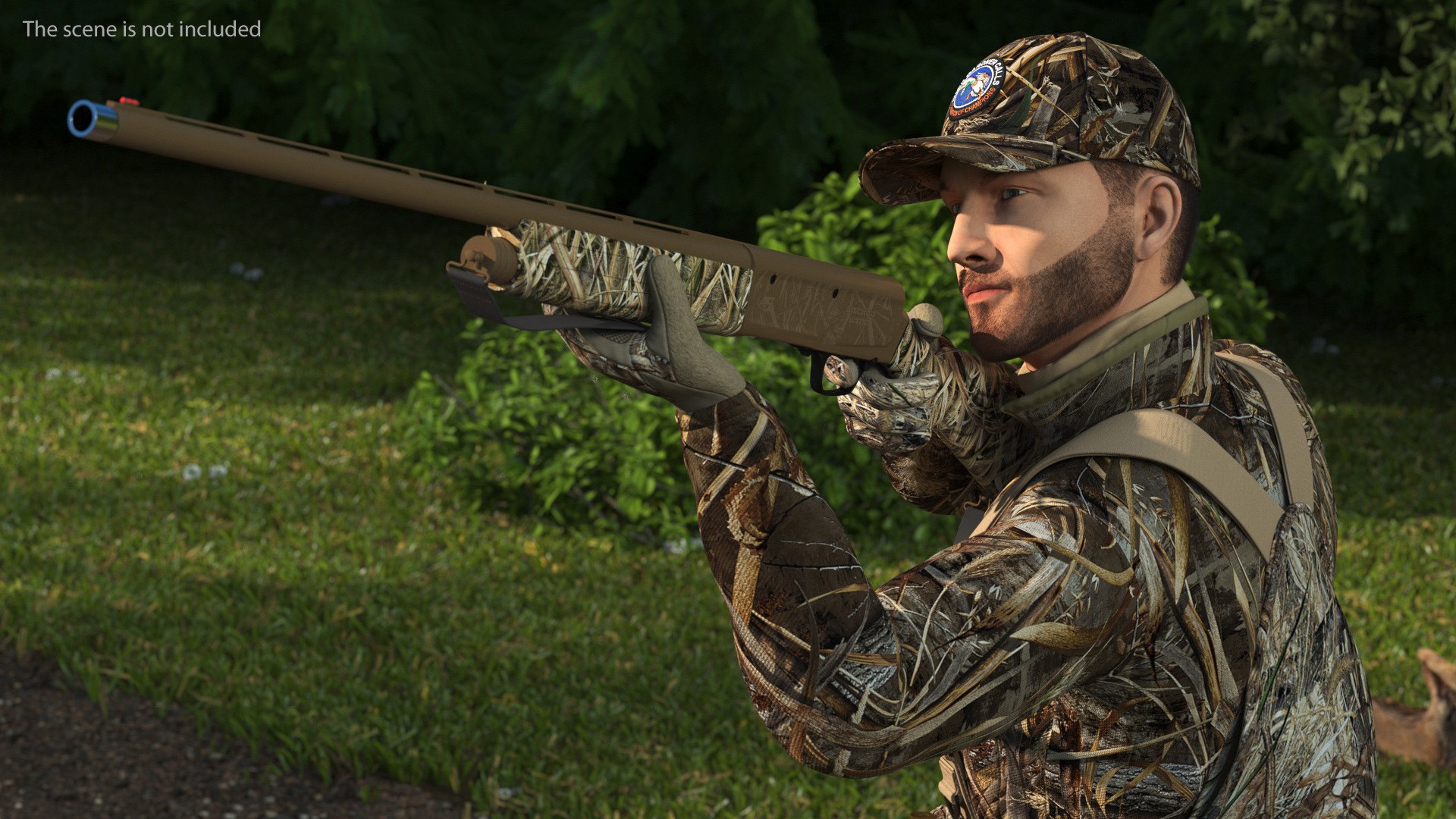 Aiming Duck Hunter with Gun in Grass Camo Fur 3D model https://p.turbosquid.com/ts-thumb/V2/l430xa/4K/aimingduckhunterwithguningrasscamofur3dsmodel008/jpg/1663279675/1920x1080/fit_q87/dca4c133304454b659c8283b0ac30a40b65d11c1/aimingduckhunterwithguningrasscamofur3dsmodel008.jpg