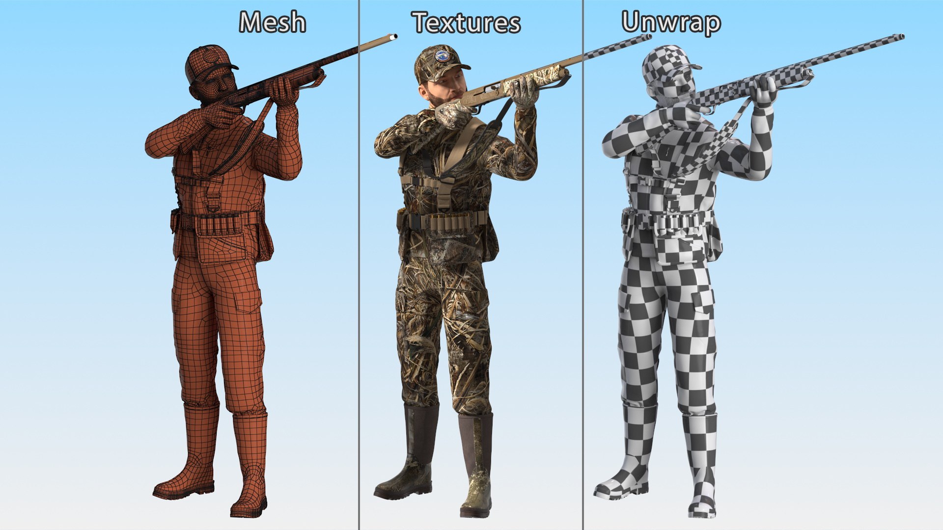 Aiming Duck Hunter with Gun in Grass Camo Fur 3D model https://p.turbosquid.com/ts-thumb/V2/l430xa/fD/aimingduckhunterwithguningrasscamofur3dsmodel016/jpg/1663279701/1920x1080/fit_q87/a3e258e66daf8df756e9342fee44b9a68ed10161/aimingduckhunterwithguningrasscamofur3dsmodel016.jpg