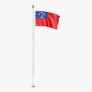 Samoa Flag Stand Pole Animated Loop