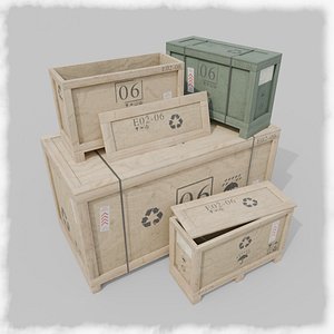 Customizable Wooden Crate Duo - Long Forms 3D