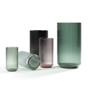 set relief glass vases 3D model