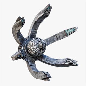 3D Lowpoly Space Station The Crown Game Ready