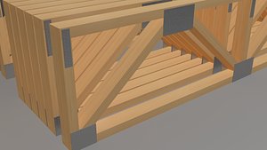 3D model wooden trusses warren style