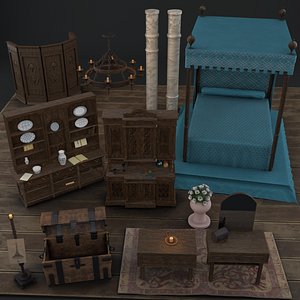 bedroom medieval bed model