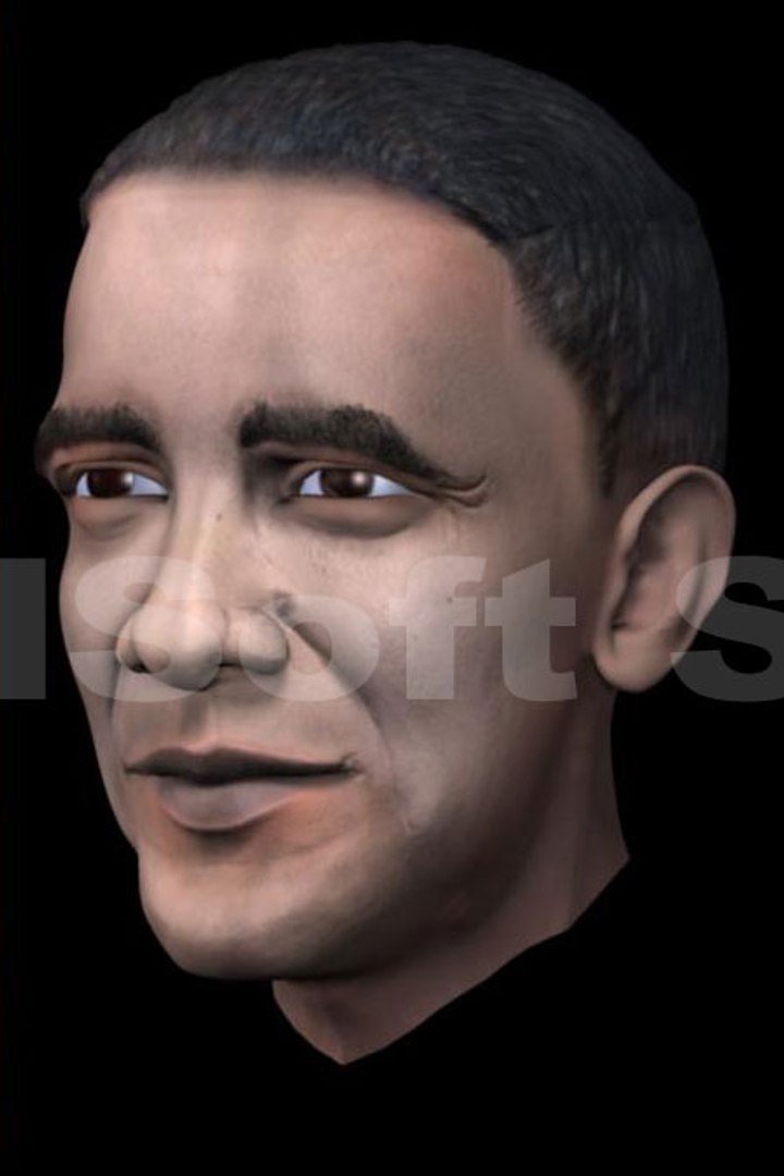 3d caricatured real barack obama