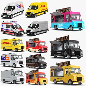 Detailed Trucks And Vans Collection 3D model