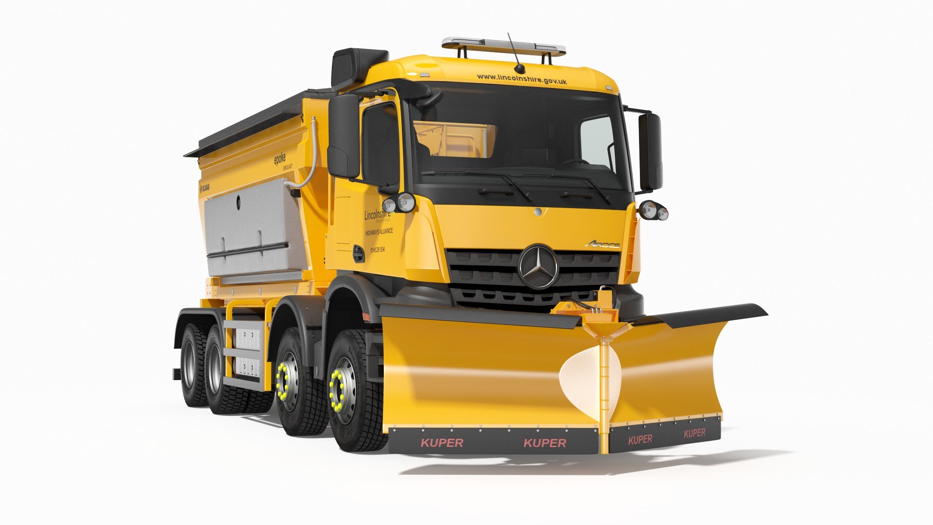 Mercedes Benz 8x6 Arocs Gritter Truck Rigged 3D model preview