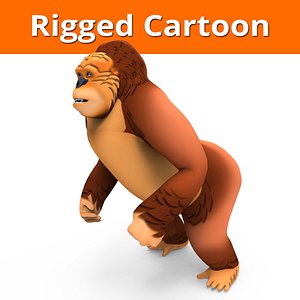 3D cartoon gorilla rigged model