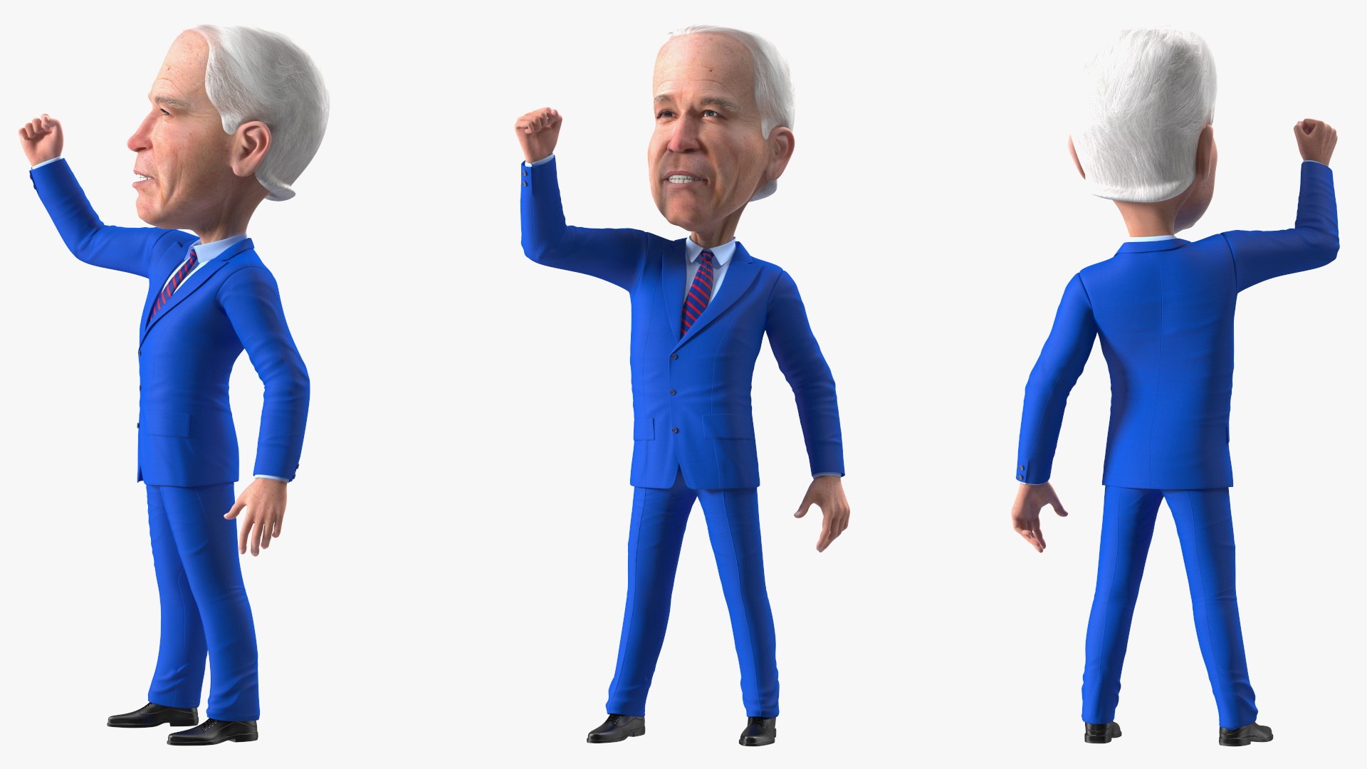 Cartoon Joe Biden Fist Up Pose 3D model preview