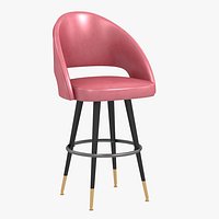 PINK MID CENTURY MODERN 1950S STILETTO METALART METAL SWIVEL COUNTER STOOLS