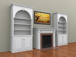 Fireplace & Bookcase