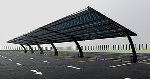 3D model 10 Cars L Type Modern Solar Carport