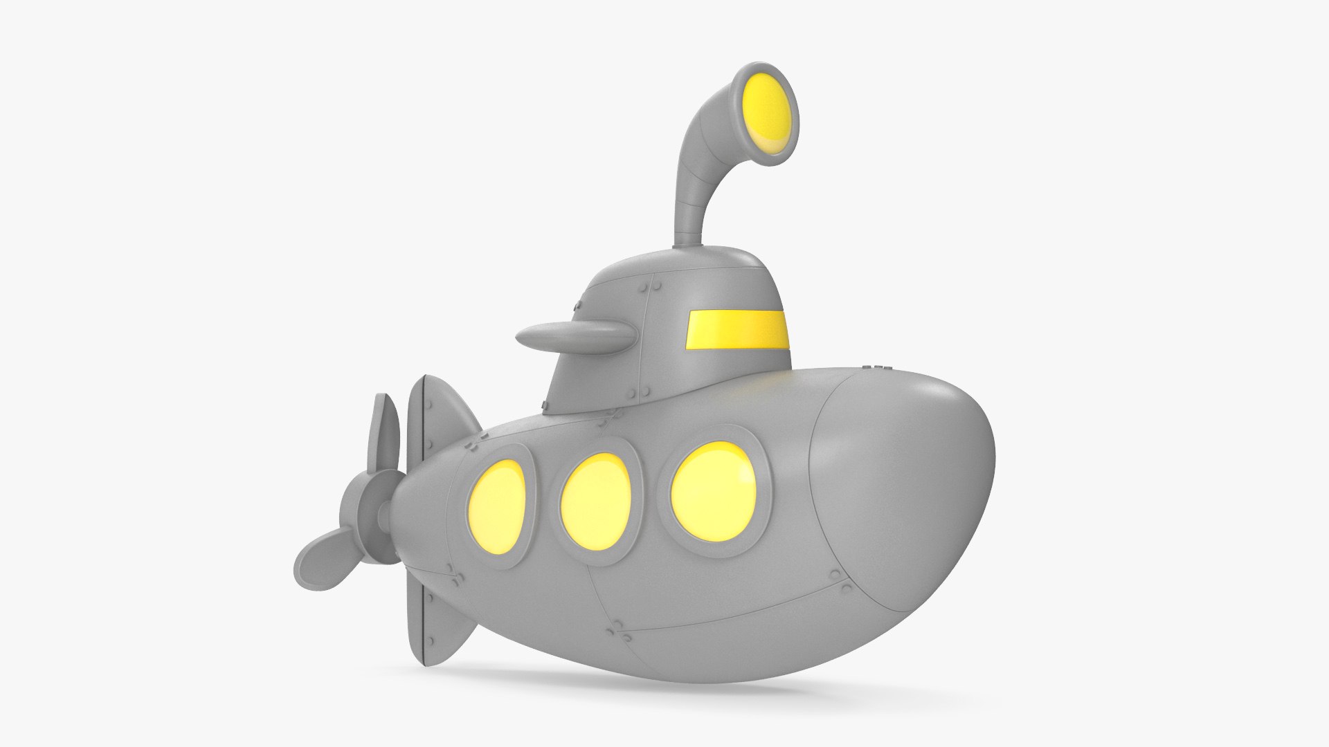 Cartoon Grey Submarine 3D model preview