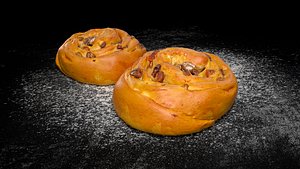 3D Swirl bun with raisin PBR Low-poly 3D model model