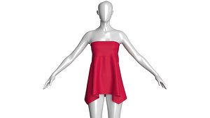 3D Girls Red Strapless Mini Dress model
