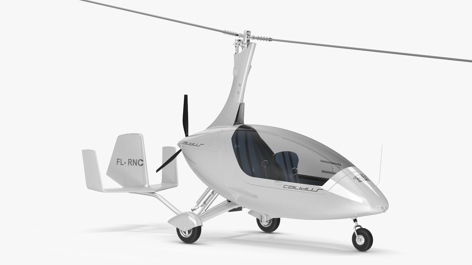 Gyroplane Autogyro White Simple Interior 3D model preview