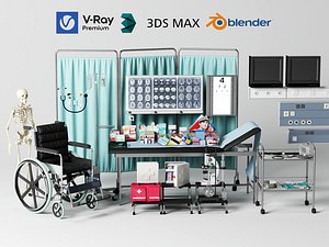Medical Clinic Examination Room and Hospital Prop Collection 3D model